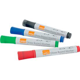 nobo Markers voor glazen whiteboard 4 st verschillende kleuren