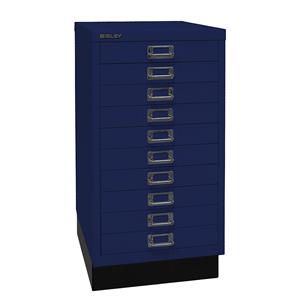 BISLEY MultiDrawer™ 29 serie, met sokkel, A3, 10 laden, oxfordblauw