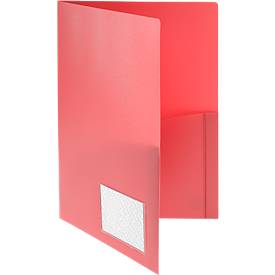 Aanbiedingsmap FolderSys, A4, 4 zakken, visitekaartzakje, polypropyleen, rood, 10 stuks