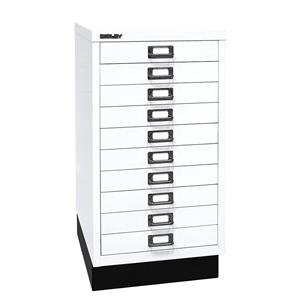 BISLEY MultiDrawer™ 29 serie, met sokkel, A3, 10 laden, verkeerswit