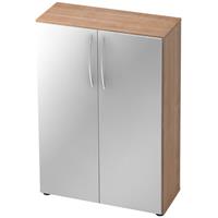 hammerbacher Bueroschrank 3 OH Basic - Nussbaum/Silber