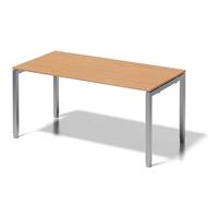 BISLEY Bureautafel CITO, U-onderstel, h x b x d = 650 - 850 x 1600 x 800 mm, onderstel zilverkleurig, blad beukenhout