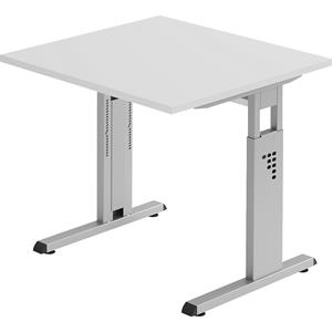 Bureautafel ULM, C-poot, rechthoek, B 800 x D 800 x H 650-850 mm, lichtgrijs