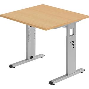Bureautafel ULM, C-poot, rechthoek, B 800 x D 800 x H 650-850 mm, beukenpatroon