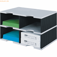 styro sorteerstation styrodoc Jumbo, C4, 2 etages/2 rijen/4 vakken, zwart