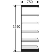 Kerkmann PROGRESS 2000 stalen bureaustelling, zonder achterwand, B 750 x D 400 x H 2250 mm, zwarte frame