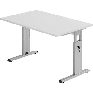 Bureautafel ULM, C-poot, rechthoek, B 1200 x D 800 x H 650-850 mm, lichtgrijs