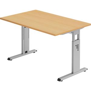Bureautafel ULM, C-poot, rechthoek, B 1200 x D 800 x H 650-850 mm, beukenpatroon