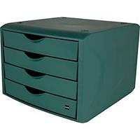 Schubladenbox Helit The Green Chameleon, 4 Schübe mit Auszugssperre, Format A4, stapelbar, diverse Farben