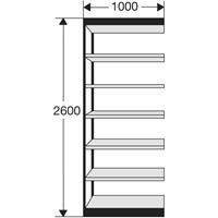 kerkmann Anbaufeld Progress 2000 - B 100 x H 260 x T 30 cm - ohne Rueckwand - Schwarz