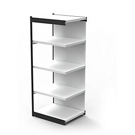 kerkmann Anbaufeld Progress 2000 - B 75 x H 190 x T 30 cm - mit Rueckwand - Silber