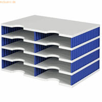 styro sorteerstation styrodoc Standaard, C4, 4 etages/2 rijen/8 vakken, grijs/blauw