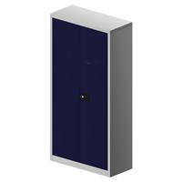 BISLEY UNIVERSAL vleugeldeurkast, h x b x d = 1806 x 914 x 400 mm, 3 verzinkte legborden, 4 ordnerhoogtes, lichtgrijs/oxfordblauw