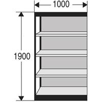 Kerkmann Stalen rek PROGRESS 2000, stellingsectie, achterwand, H 1900 x B 1000 x D 300 mm, zwart frame