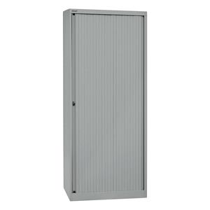 BISLEY Euro-roldeurkast, breedte 800 mm, 4 legborden, zilverkleurig