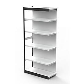 Stalen rek PROGRESS 2000, stellingsectie, achterwand, H 2250 x B 1000 x D 600 mm, zilveren frame