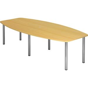 Vergadertafel, onderstel met poten, voor 10 personen, beukenhoutdecor