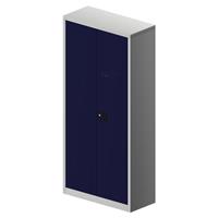 BISLEY UNIVERSAL vleugeldeurkast, h x b x d = 1950 x 914 x 400 mm, 4 legborden, 5 ordnerhoogtes, lichtgrijs/oxfordblauw