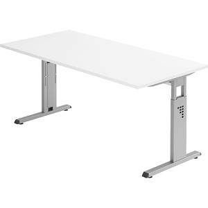 Bureautafel ULM, C-poot, rechthoek, B 1600 x D 800 x H 650-850 mm, wit