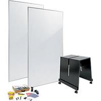 Whiteboard Set sigel MUB03, 4-teilig, 2 x Whiteboard B 900 x H 1800 mm, 1 x mobiler Ständer & umfangr. Toolkit