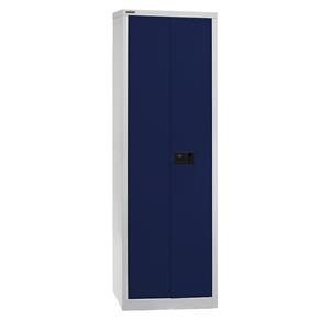 BISLEY UNIVERSAL vleugeldeurkast, h x b x d = 1950 x 600 x 400 mm, 4 legborden, 5 ordnerhoogtes, lichtgrijs/oxfordblauw