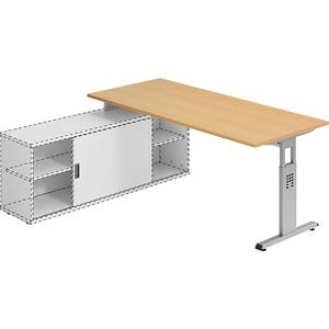FINO - Opzetbureau, b x d = 1800 x 800 mm, beukenhoutdecor