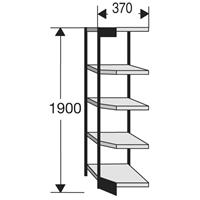 Kerkmann Stalen rek PROGRESS 2000, open hoekkast bouwdeel, zonder achterwand, H 1900 x B 400 + D 400 mm, zwart frame