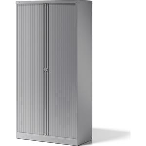 BISLEY Roldeurkast ESSENTIALS, h x b x d = 1970 x 1000 x 470 mm, 4 legborden, zilverkleurig