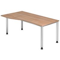 hammerbacher Freiformschreibtisch H 180 x 100 - Nussbaum/Silbergrau