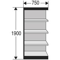 Kerkmann Stalen rek PROGRESS 2000, stellingsectie, achterwand, H 1900 x B 750 x D 400 mm, zwart frame