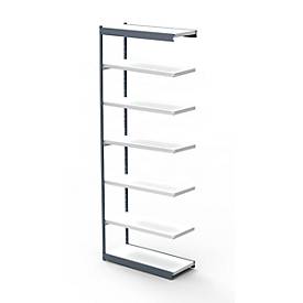 Stalen rek PROGRESS 2000, stellingsectie, zonder achterwand, H 2600 x B 750 x D 500 mm, zilveren frame