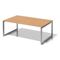 BISLEY Bureautafel CITO, O-onderstel, h x b x d = 740 x 2000 x 1200 mm, onderstel zilverkleurig, blad beukenhout