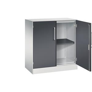 C+P Vleugeldeurkast ASISTO, hoogte 897 mm, breedte 800 mm, 1 legbord, lichtgrijs/zwartgrijs