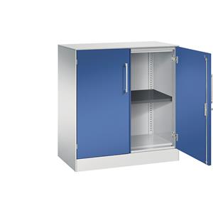 C+P Vleugeldeurkast ASISTO, hoogte 897 mm, breedte 800 mm, 1 legbord, lichtgrijs/gentiaanblauw