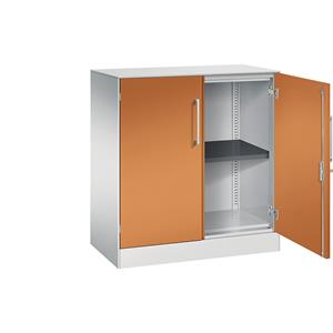 C+P Vleugeldeurkast ASISTO, hoogte 897 mm, breedte 800 mm, 1 legbord, lichtgrijs/geeloranje