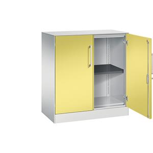 C+P Vleugeldeurkast ASISTO, hoogte 897 mm, breedte 800 mm, 1 legbord, lichtgrijs/zwavelgeel