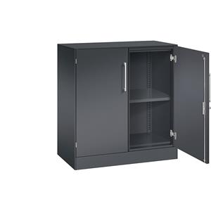C+P Vleugeldeurkast ASISTO, hoogte 897 mm, breedte 800 mm, 1 legbord, zwartgrijs/zwartgrijs