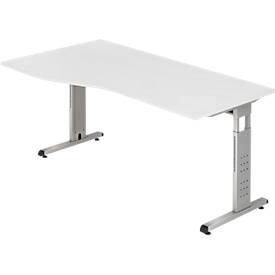 Bureautafel vrije vorm ULM, li. of re., B 1800 x D 800/1000 x H 650-850 mm, lichtgrijs