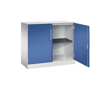 C+P Vleugeldeurkast ASISTO, hoogte 897 mm, breedte 1000 mm, 1 legbord, lichtgrijs/gentiaanblauw