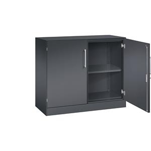 C+P Vleugeldeurkast ASISTO, hoogte 897 mm, breedte 1000 mm, 1 legbord, zwartgrijs/zwartgrijs