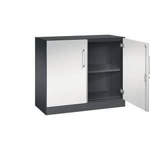 C+P Vleugeldeurkast ASISTO, hoogte 897 mm, breedte 1000 mm, 1 legbord, zwartgrijs/lichtgrijs