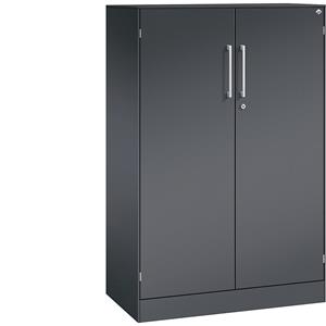 C+P Vleugeldeurkast ASISTO, hoogte 1292 mm, breedte 800 mm, 2 legborden, zwartgrijs/zwartgrijs