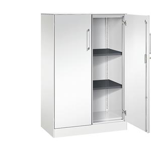 C+P Vleugeldeurkast ASISTO, hoogte 1292 mm, breedte 800 mm, 2 legborden, verkeerswit/verkeerswit