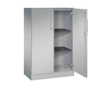 C+P Vleugeldeurkast ASISTO, hoogte 1292 mm, breedte 800 mm, 2 legborden, blank aluminiumkleurig/blank aluminiumkleurig