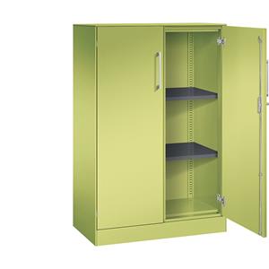 C+P Vleugeldeurkast ASISTO, hoogte 1292 mm, breedte 800 mm, 2 legborden, felgroen/felgroen