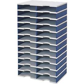 styro sorteerstation styrodoc Standaard SET, C4, 12 etages/2 rijen/24 vakken, grijs/blauw