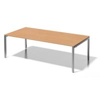 BISLEY Bureautafel CITO, U-onderstel, h x b x d = 650 - 850 x 2400 x 1200 mm, onderstel zilverkleurig, blad beukenhout