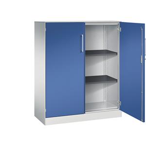 C+P Vleugeldeurkast ASISTO, hoogte 1292 mm, breedte 1000 mm, 2 legborden, lichtgrijs/gentiaanblauw