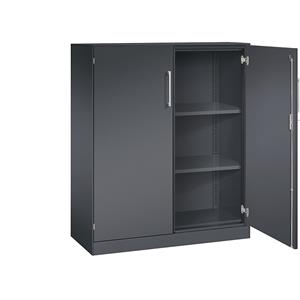 C+P Vleugeldeurkast ASISTO, hoogte 1292 mm, breedte 1000 mm, 2 legborden, zwartgrijs/zwartgrijs