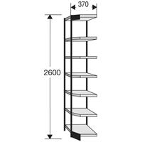 Kerkmann Stalen rek PROGRESS 2000, open hoekkast bouwdeel, zonder achterwand, H 2600 x B 400 + D 300 mm, zwart frame